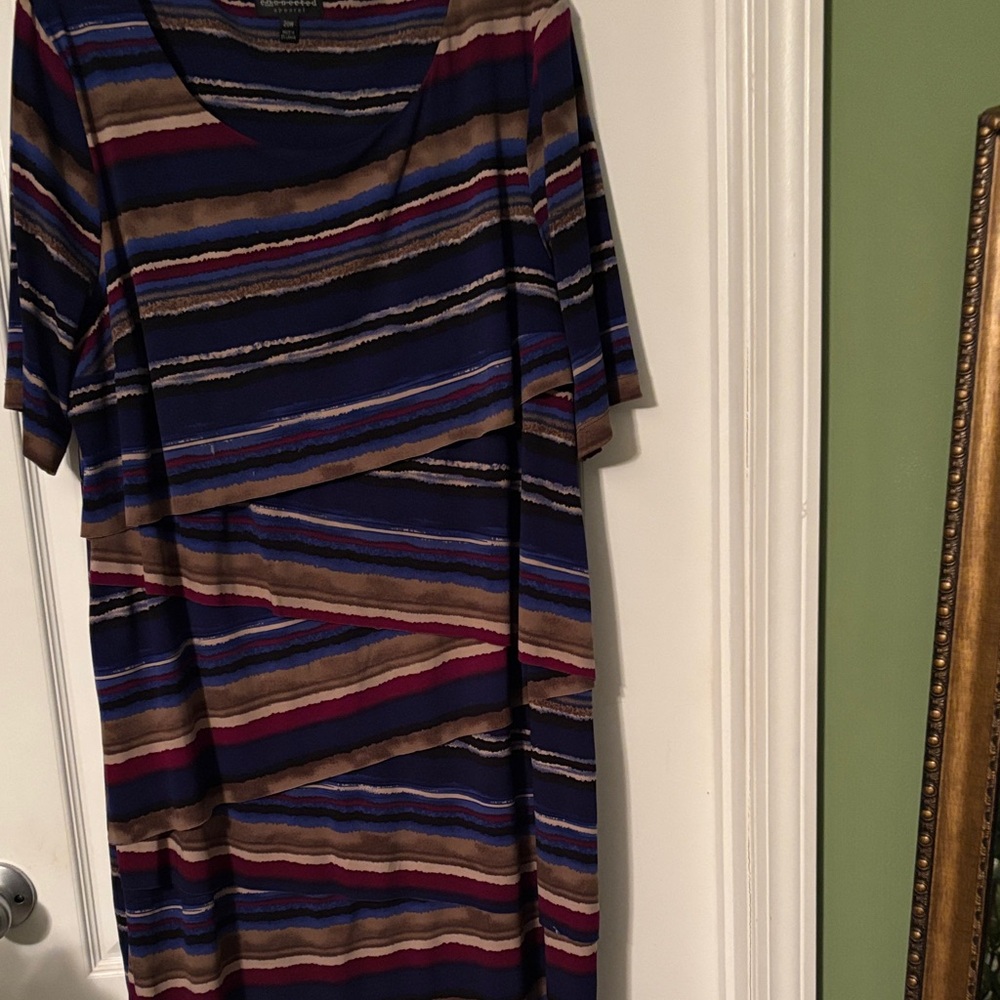 Connected Apparel Multicolor Striped Midi Dress